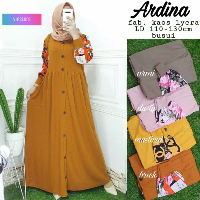 ARDINA Gamis Kaos JUMBO BEST seller fab.kaos Licra ld 110-130 BUSUI
