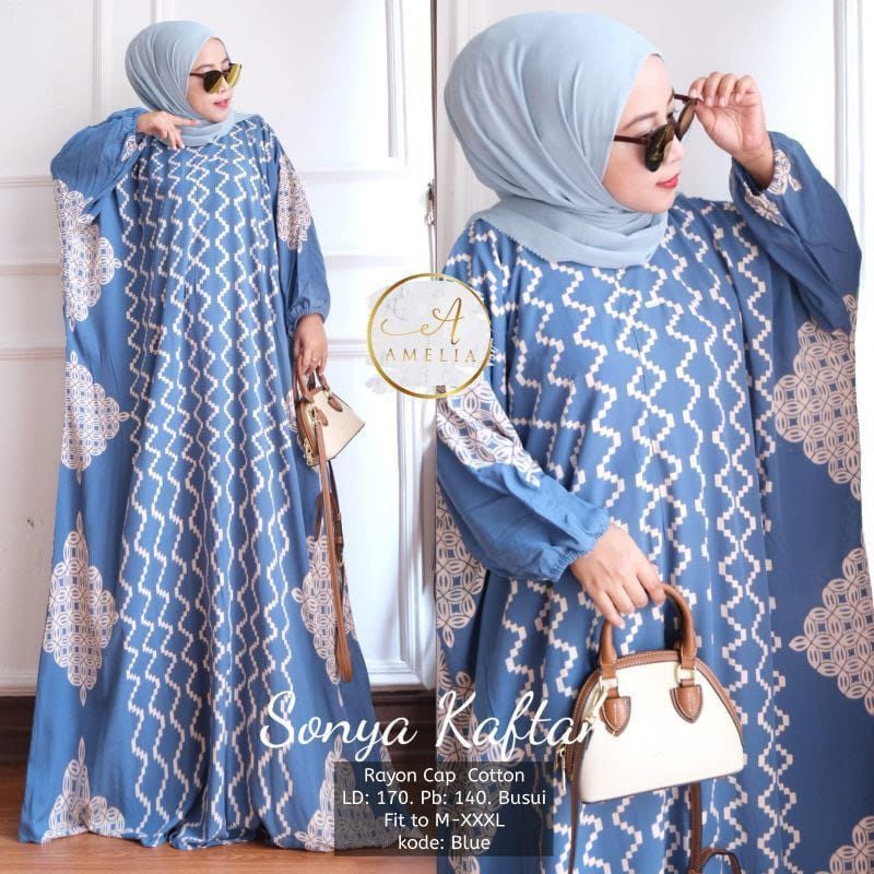 Kaftan Wanita - Almina Kaftan Jumbo XXXXL Motif Polkadiot Soft Color Busui Resleting Rayon Tebal Lengan Panjang / Gamis Rayon Jumbo Kaftan Terbaru