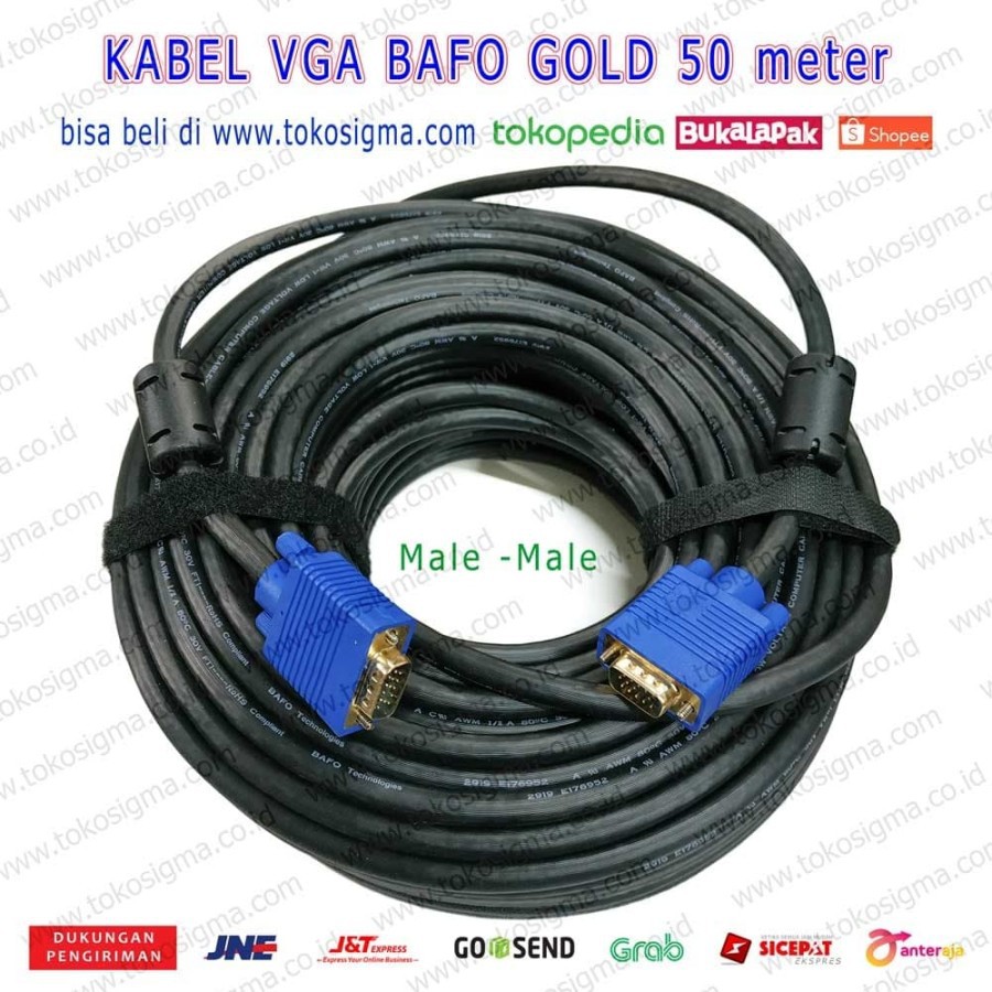 KABEL VGA 50 meter male - male BAFO GOLD monitor RGB analog D-sub 15