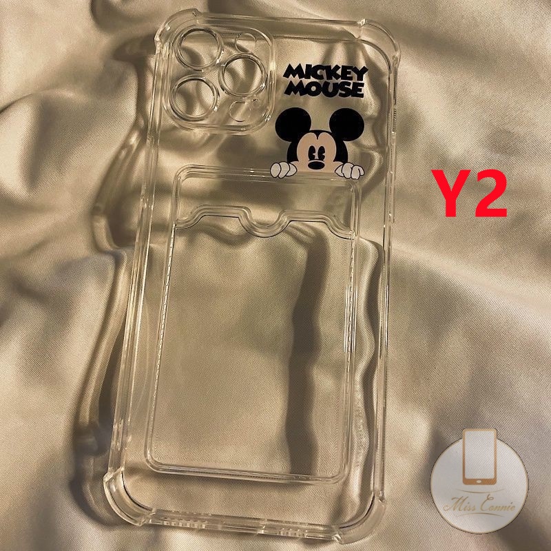 Soft Case Tpu Transparan Dengan Slot Kartu Tahan Banting Motif Mickey Minnie 2020 Untuk IPhone 8Plus 7Plus 11 12 13 14 Pro MAX 7 8 6 6s Plus XR X XS MAX SE 2020