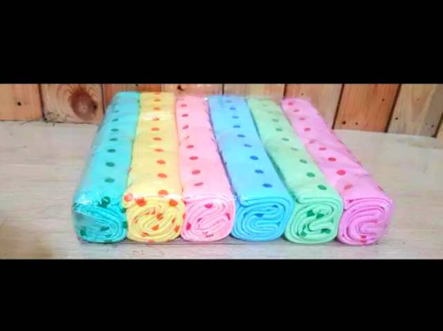 6 in1 Bedong Fejess Motif Polkadot  (Pastel)90x115