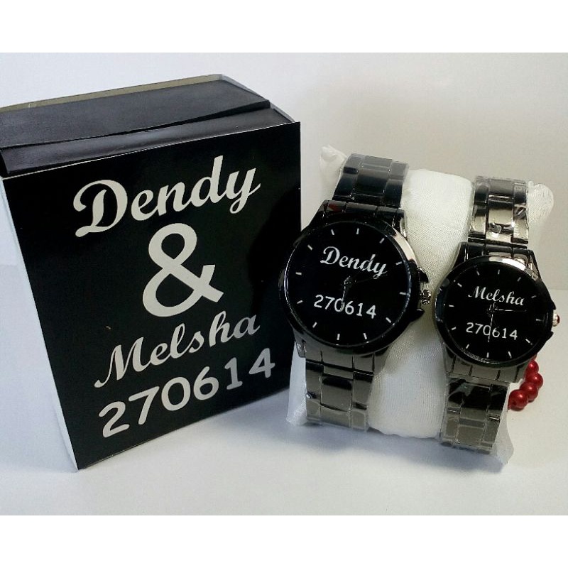Original JAM TANGAN CUSTOM NAMA COUPLE Premium Kekinian