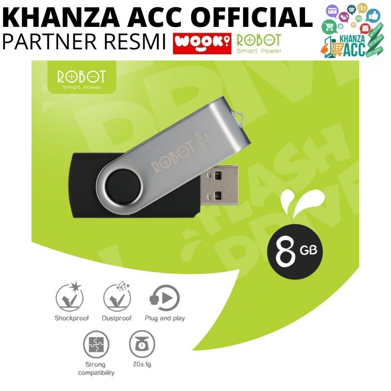 KHANZAACC Flashdisk ROBOT 8GB RF108 Rotatable U-disks USB 2.0
