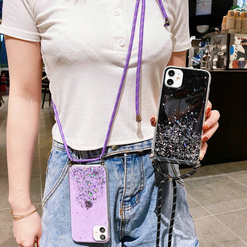 Sale REDMI 9 9A 9C Termurah Terbaru Case glitter plus gantungan Sky Foil Tali Hp Lanyard Rope