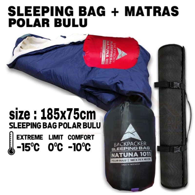 PAKET MURAH SLEEPING BAG POLAR BULU + MATRAS CAMPING DAN SB POLAR BULU