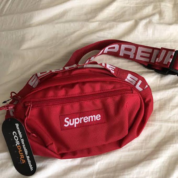 Barang Berkualitas waistbag pria..> Supreme Waistbag RED ss18 ORIGINAL JAPAN APPENDIX ON SALE