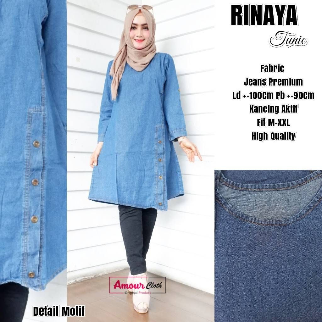 atasan muslim jeans rinaya tunik  diqa  original murah