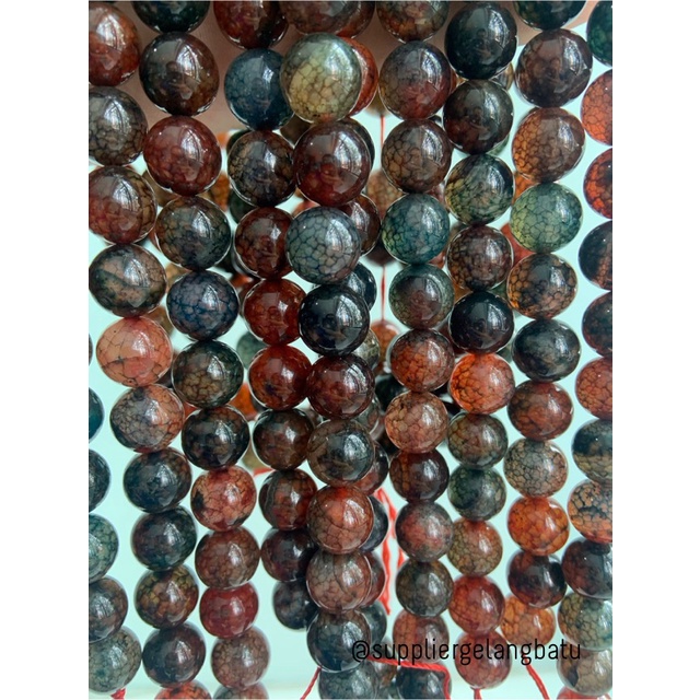 bahan BLACKRED AGATE SERAT 12mm bahan natural akik HITAM MERAH premium