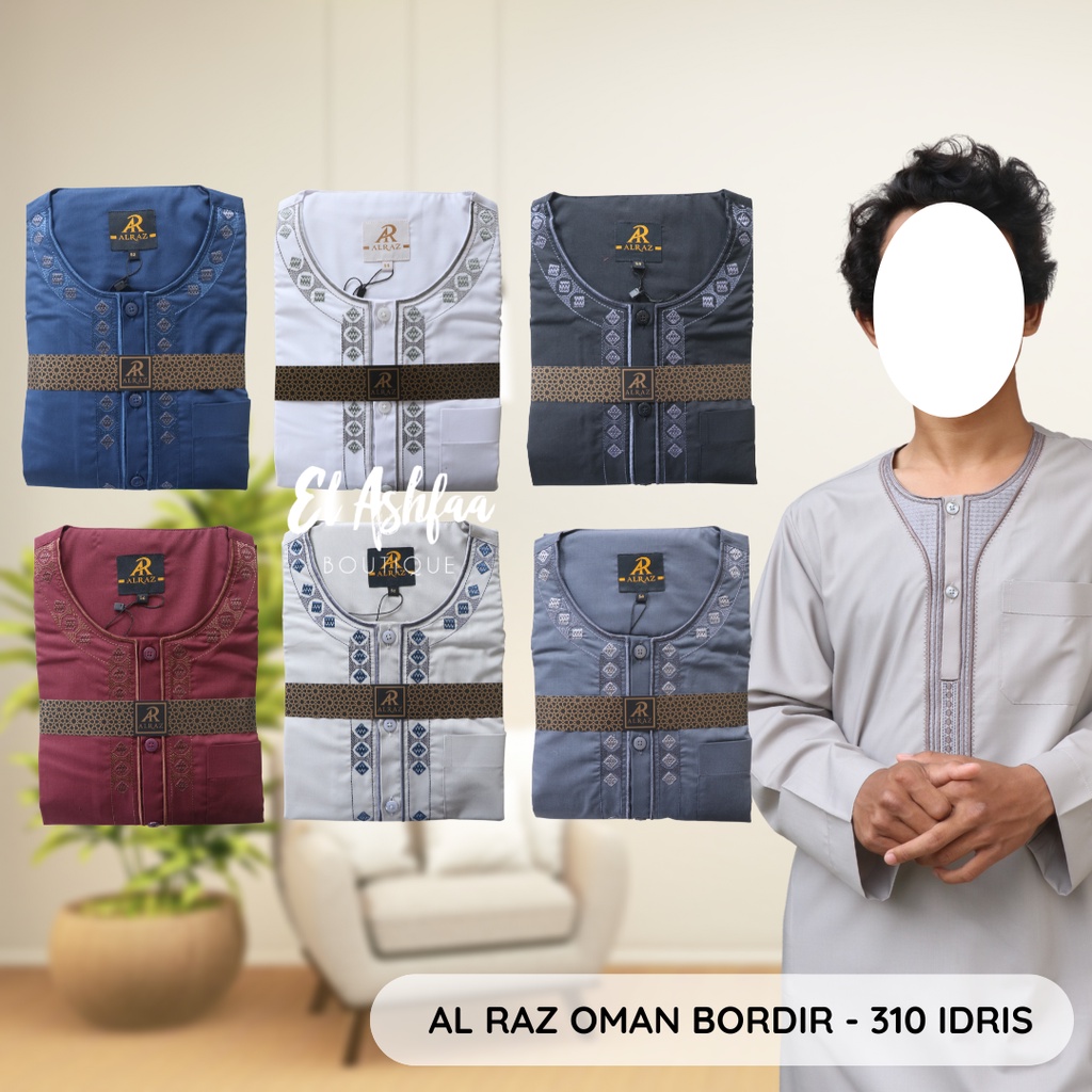 Jubah Saudi |  Gamis Pria | Jubah Al Raz Oman Bordir 310 IDRIS - El Ashfaa Boutique