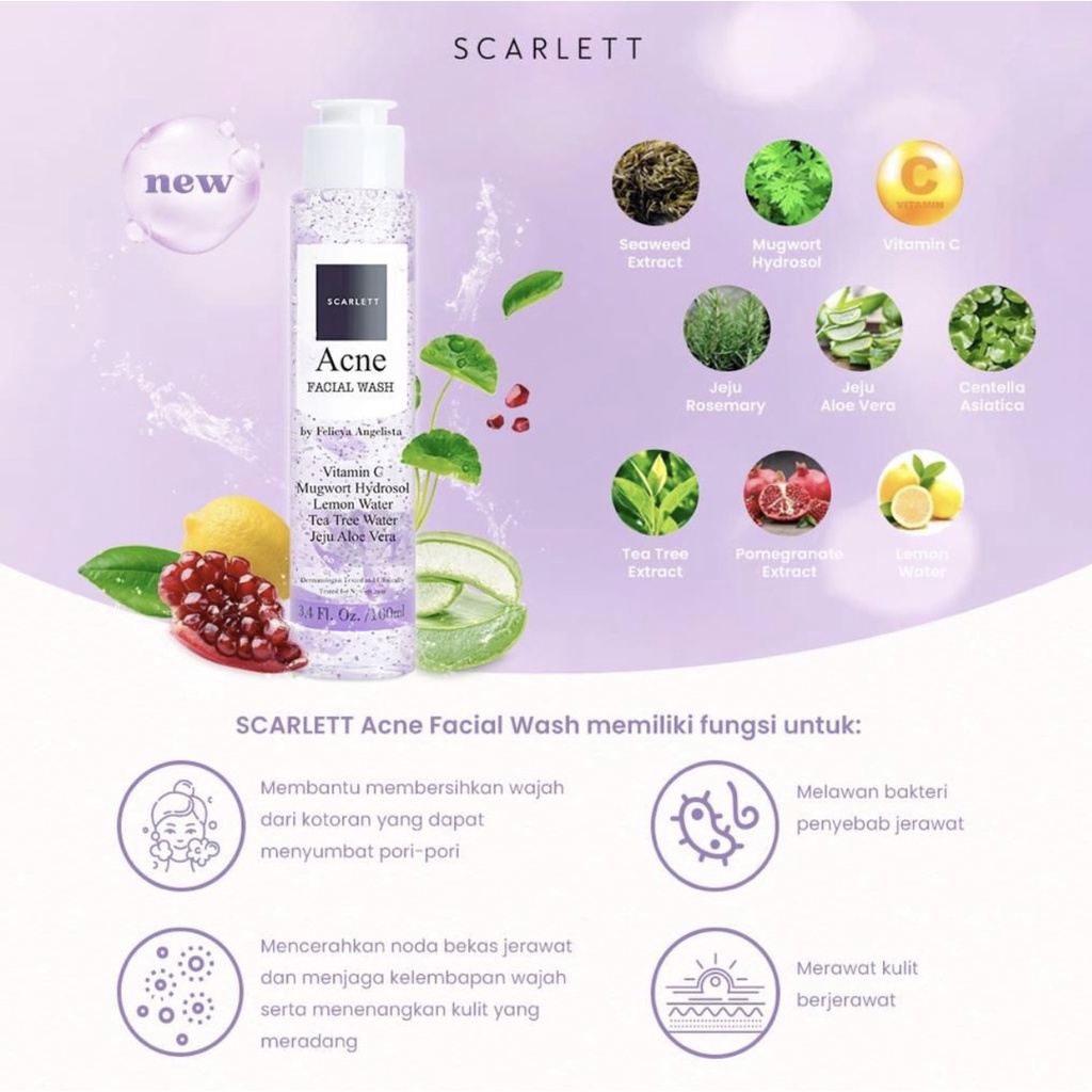 Scarlett Whitening Acne Facial Wash - sabun wajah Scarlet Whitening ORIGINAL SCARLETT Face WASH ACNE BPOM