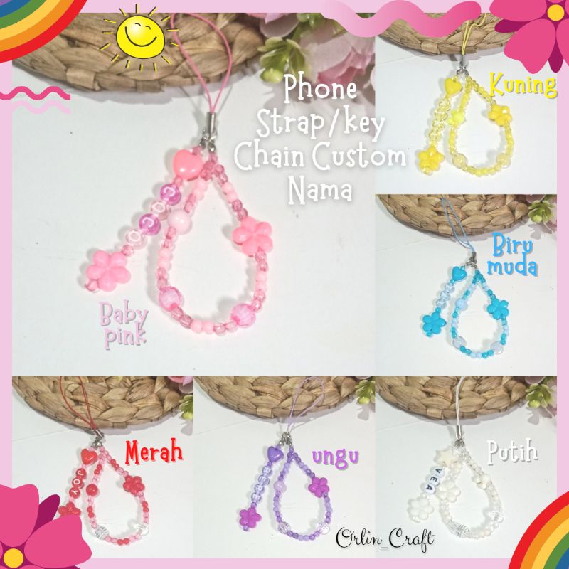 Phone Strap Custom/Gantungan Kunci / Gantungan HP / Keychain Kpop Beads Charm