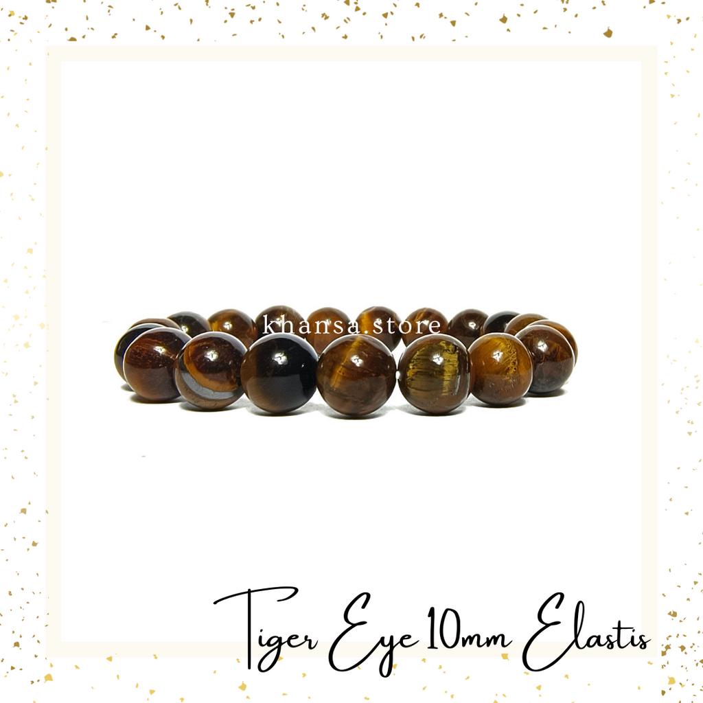 GELANG TANGAN BATU NATURAL TIGER EYE MODEL TALI ELASTIS ACCESSORIES PERHIASAN