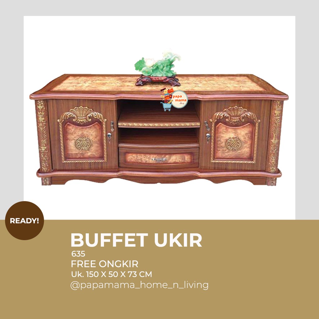Buffet Tv Minimalis Ukir 635 - Meja TV Import Ukir 150cm - Medan