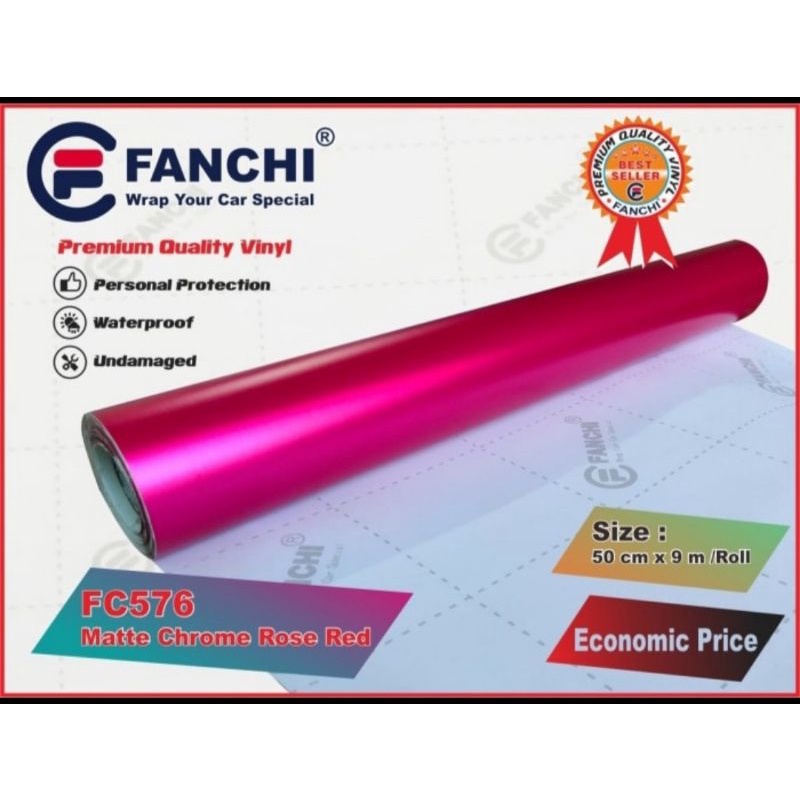 Sticker Fanchi FC576 Matt Chrome Rose Red Metallic Metalik Doff Premium Wrap