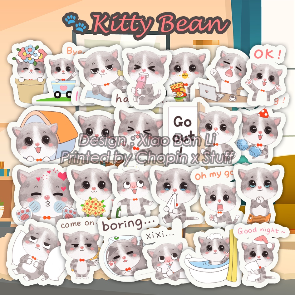 

Sticker Pack Kitty Bean (Xiao Ban Li) / Stiker Kucing Cute Lucu Imut