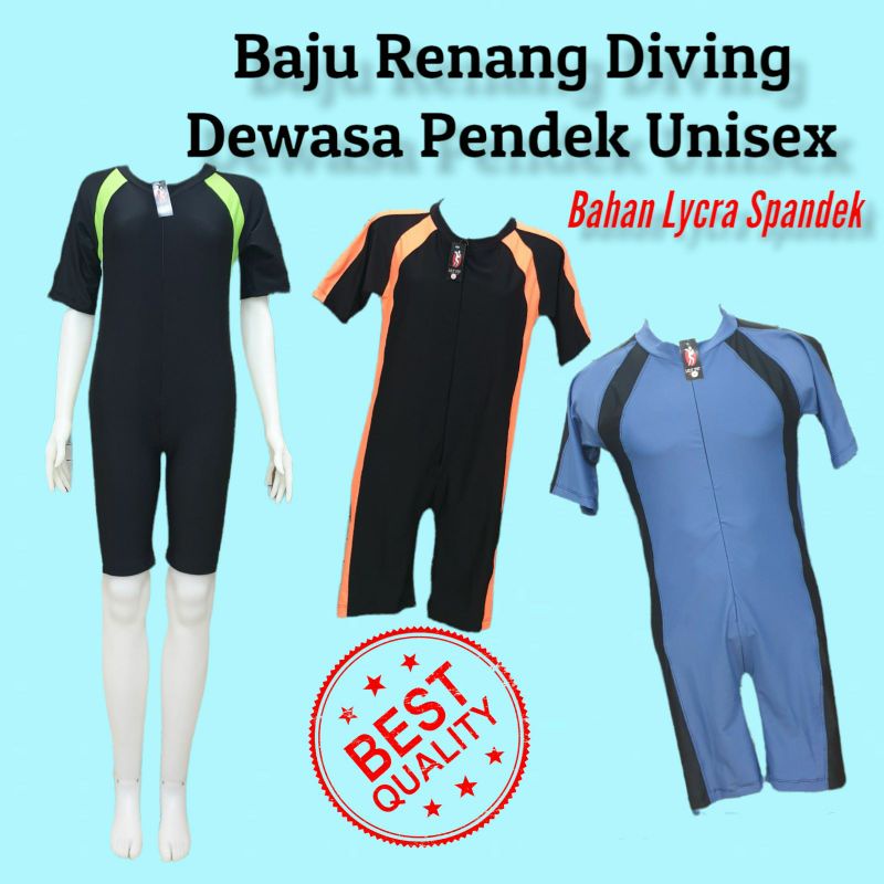 Baju Renang Diving Pendek Dewasa/Baju Renang Diving Dewasa Unisex/Baju Renang Diving Pendek/Baju Renang Diving Bahan Lycra Spandek/Baju Renang Remaja Dewasa