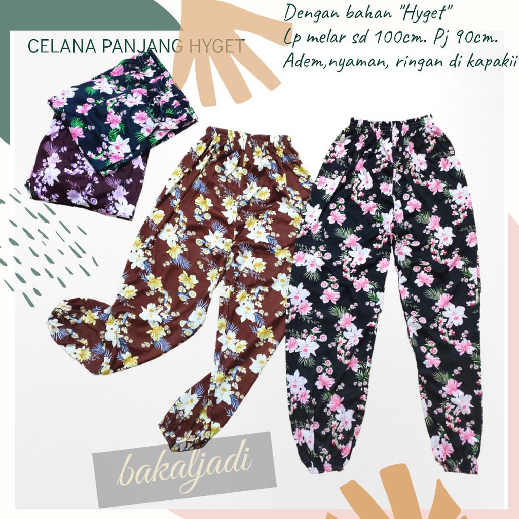 Celamis Hyget Panjang Wanita Polos Motif Bunga Dalaman Muslimah Hits