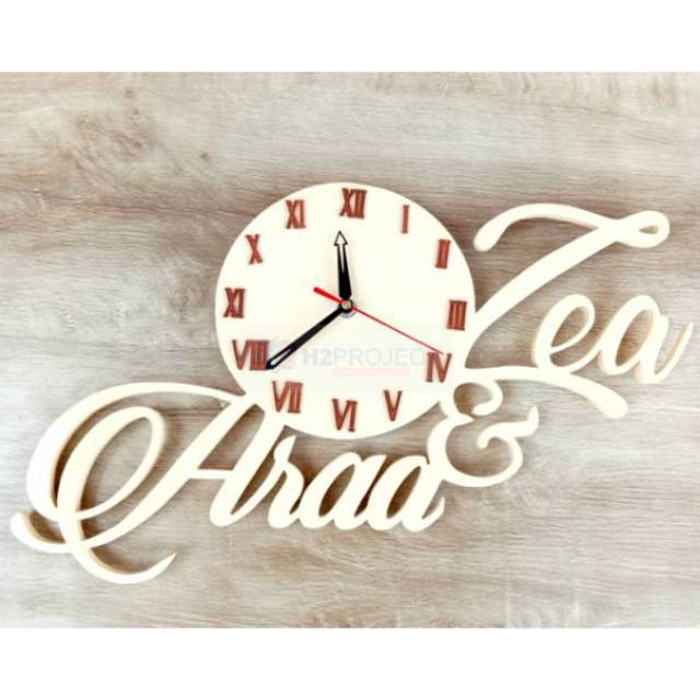 Jam dinding custom nama Jam dinding ukir nama Jam dinding murah Jam dinding wedding
