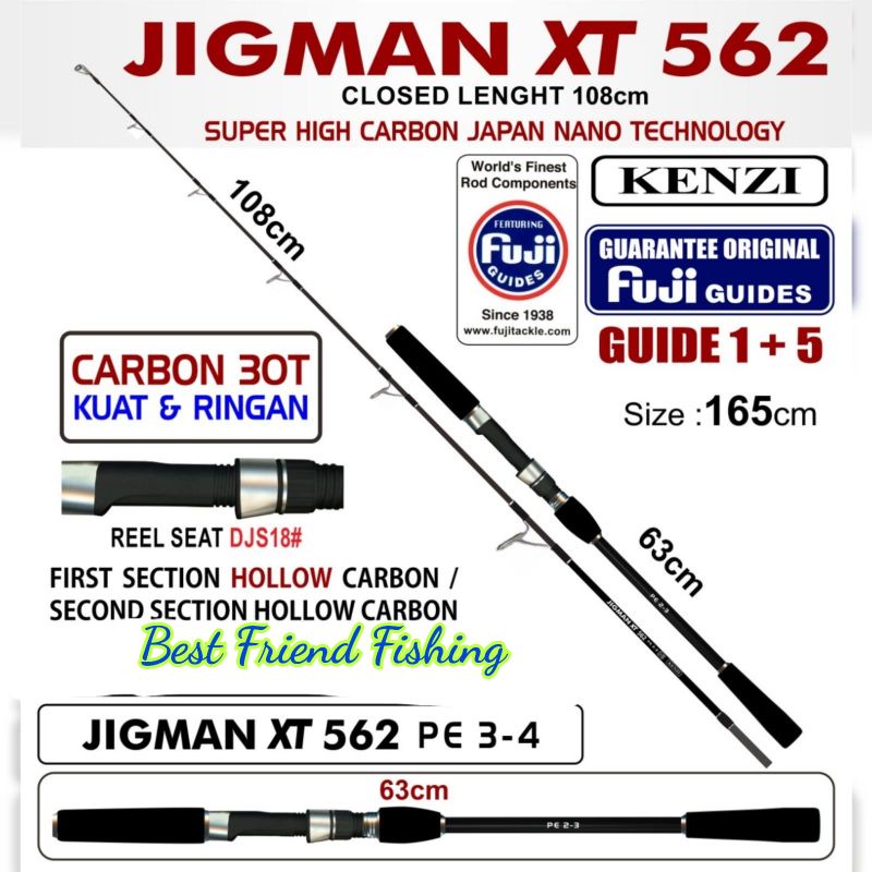 Joran KENZI Jigman Xt 165cm PE 3-4 cincin Fuji