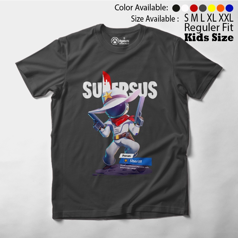 Baju Kaos Atasan Anak Laki Laki Gamers Supersus Peran Sherrif Impostor