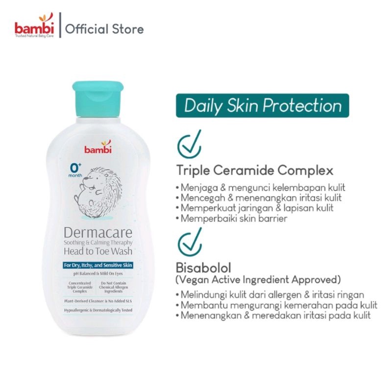 Bambi Baby Dermacare Daily Soothing &amp; Calming Theraphy Head To Toe Wash 200ml