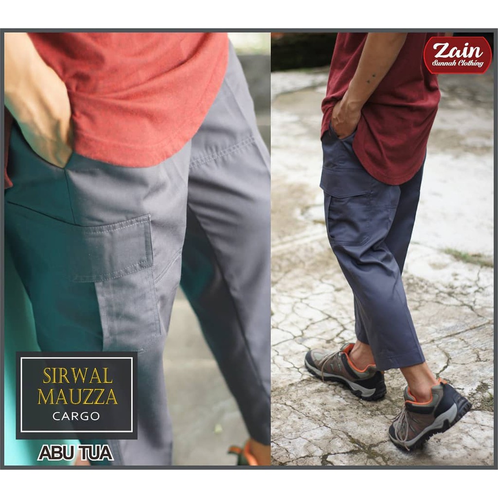 celana sirwal cargo mauzza bahan drill nyaman dipakai by zain sirwal size S sampai xxxl