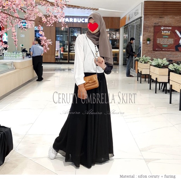 Rok Panjang Wanita Payung Muslimah Sifon Chiffon Ceruti Umbrella Skirt Griyaraditya Almira