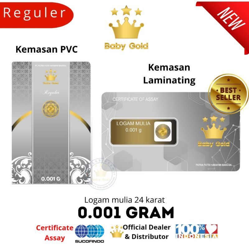 BABY GOLD 0.001 Gram Logam Mulia 24 Karat Emas Mini Gold Original Souvenir Gift Online Shop Termurah