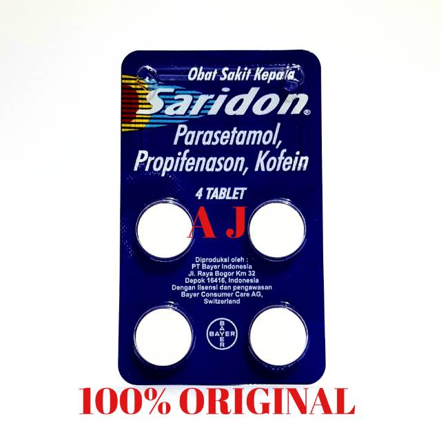 Saridon ~ Obat Sakit Kepala (Isi 4 Tablet)