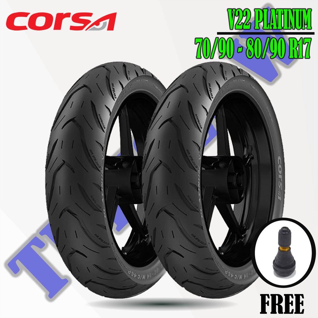 Paket Ban Motor Moped (Motor Bebek) // CORSA V22 PLATINUM 70/90 - 80/90 Ring 17 Tubeless