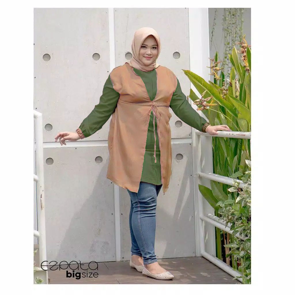 Ezpata Tunik Big Size Jumbo LD 120 Muslim Hijab Resleting Dada Cardi Nempel Terbaru