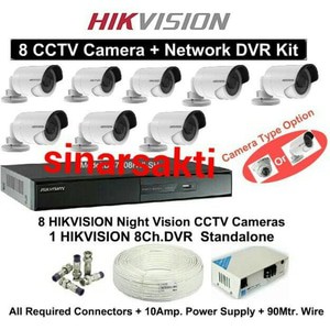 PAKET CCTV HIKVISION 8CH 8 CAMERA 2MP FULL HD TURBO ( LENGKAP TGGL PASANG )