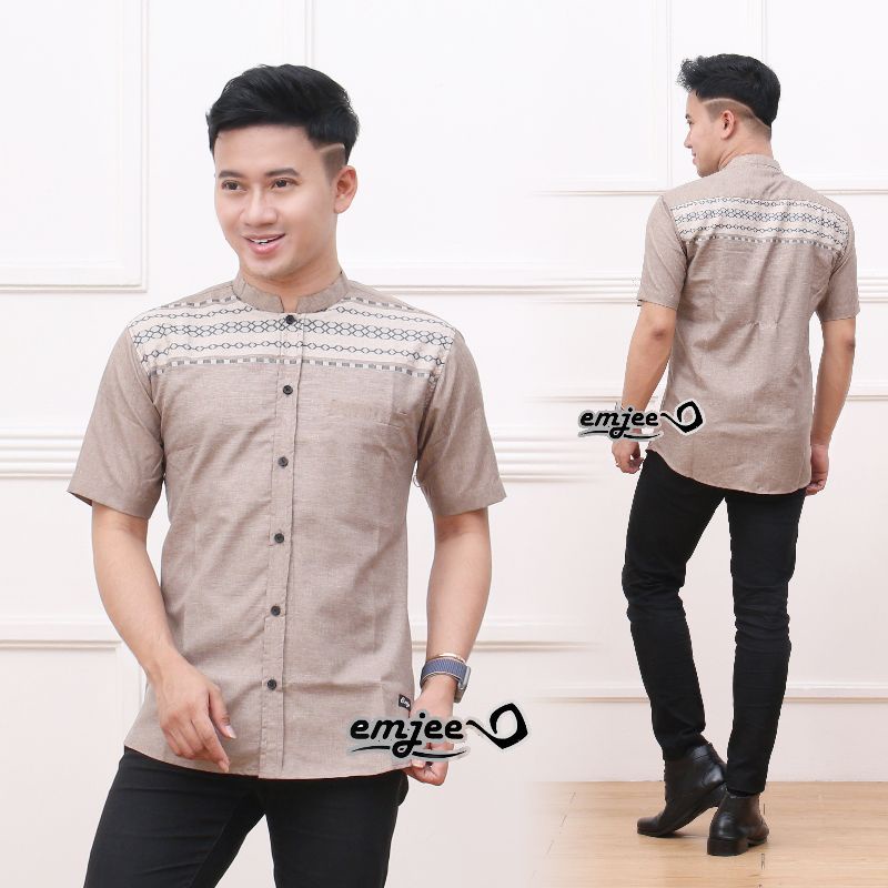 Koko Emjee kemeja pria dewasa lengan pendek baju sultan songket