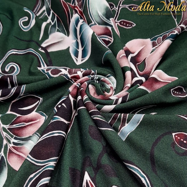 

Alta Moda Fancy Printed Stretch - Emerald Green Leaf Design (1M)