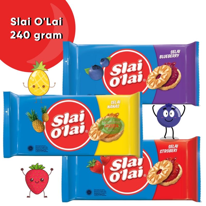 

Roma slai Olai kemasan family 240gr nanas strwabery bluebery