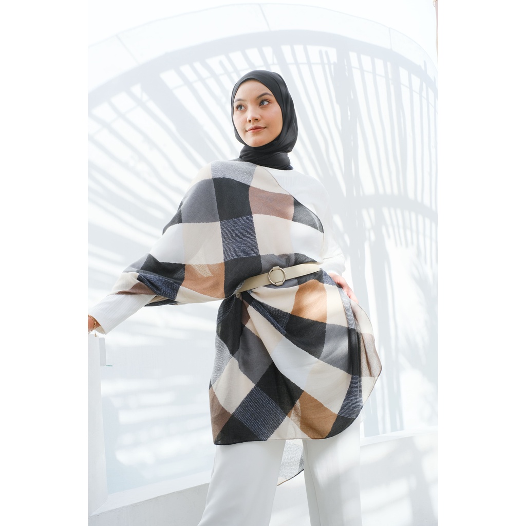 ITSFFRIDAY ZELA IN CREAM Scarf - Premium Pashmina Shawl Selendang Syal Pasmina Hijab Import Motif Kotak-kotak