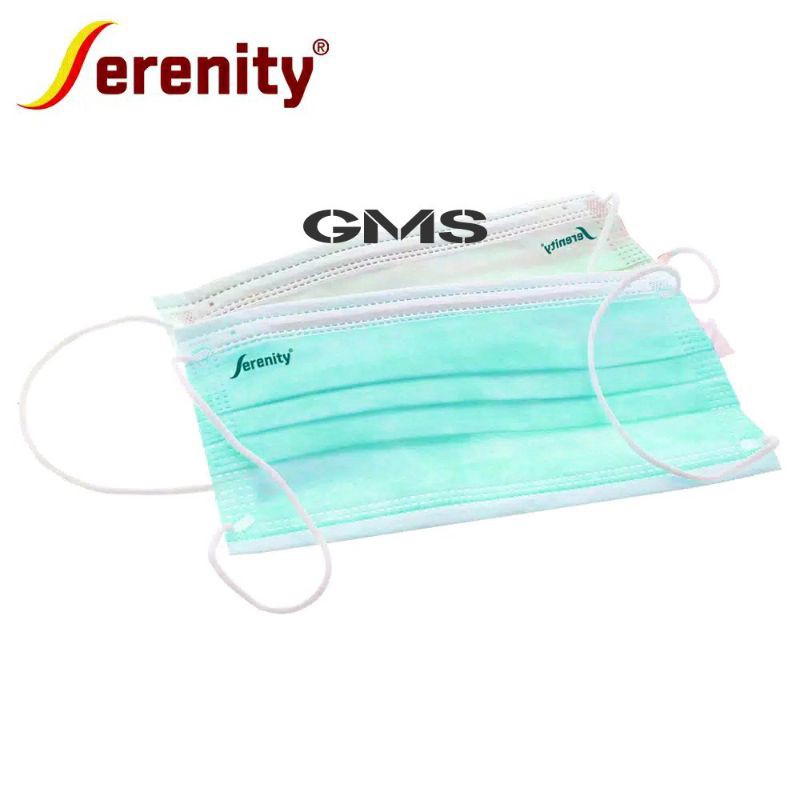 Masker 3 Ply Earloop - Karet Serenity Per Box isi 50 Pcs / Masker Medis / Surgical Face Mask