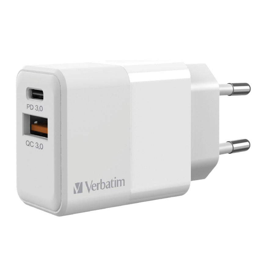 Charger Verbatim 66633 2Port (1 USB-C PD + 1 USB A QC 3.0) 20W White