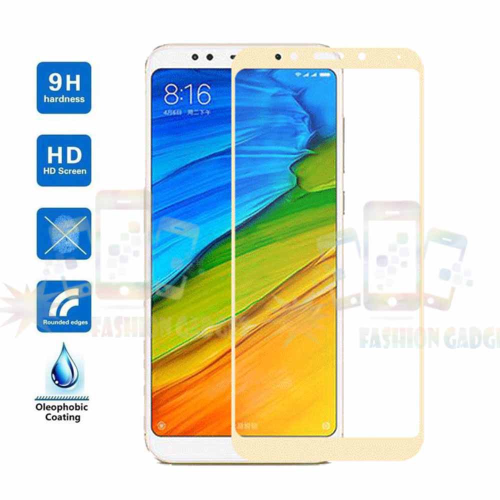 Tempered Glass Xiaomi Redmi 5 Ukuran 5.7inch Full Colour Bagian Depan / Anti Gores Kaca Screen Guard