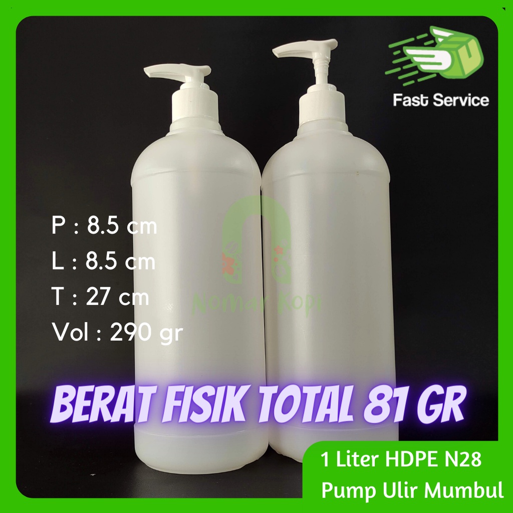 BOTOL 1 LITER HDPE PUMP LOTION TEBAL SERBAGUNA SANITIZER