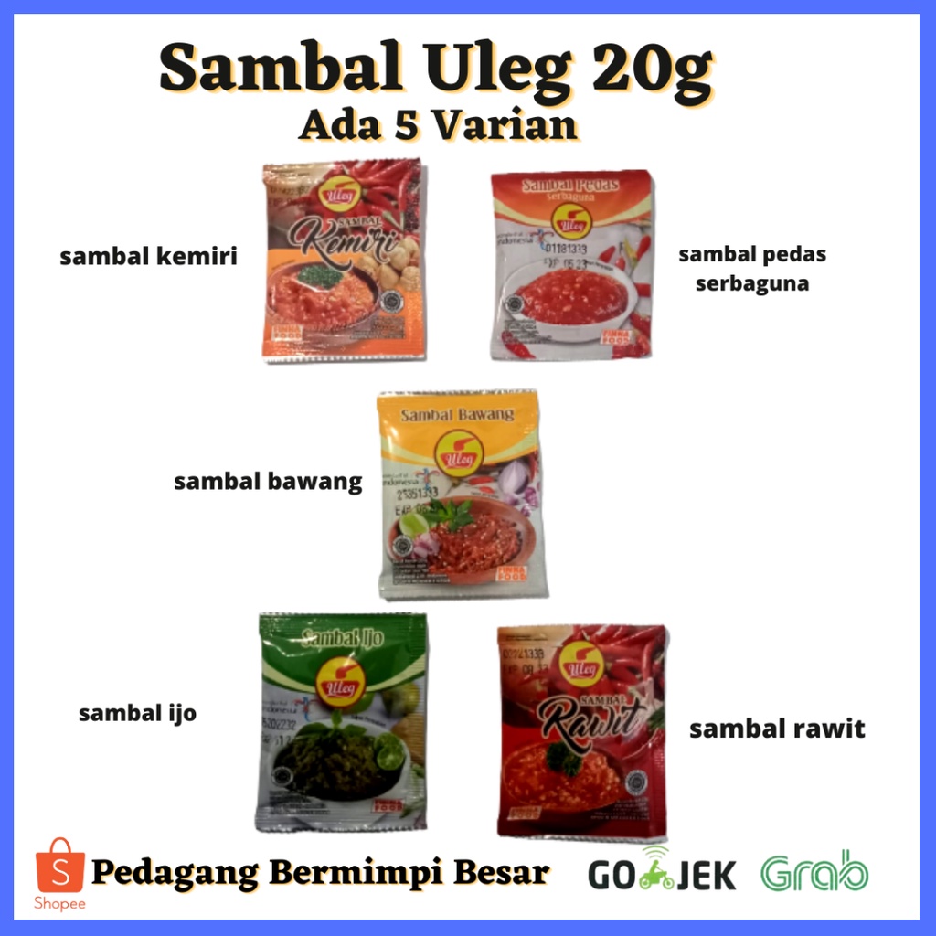 Sambal Uleg  Finna 20g Sachet/ Sambal Uleg Ada 5 Varian/ Sambal