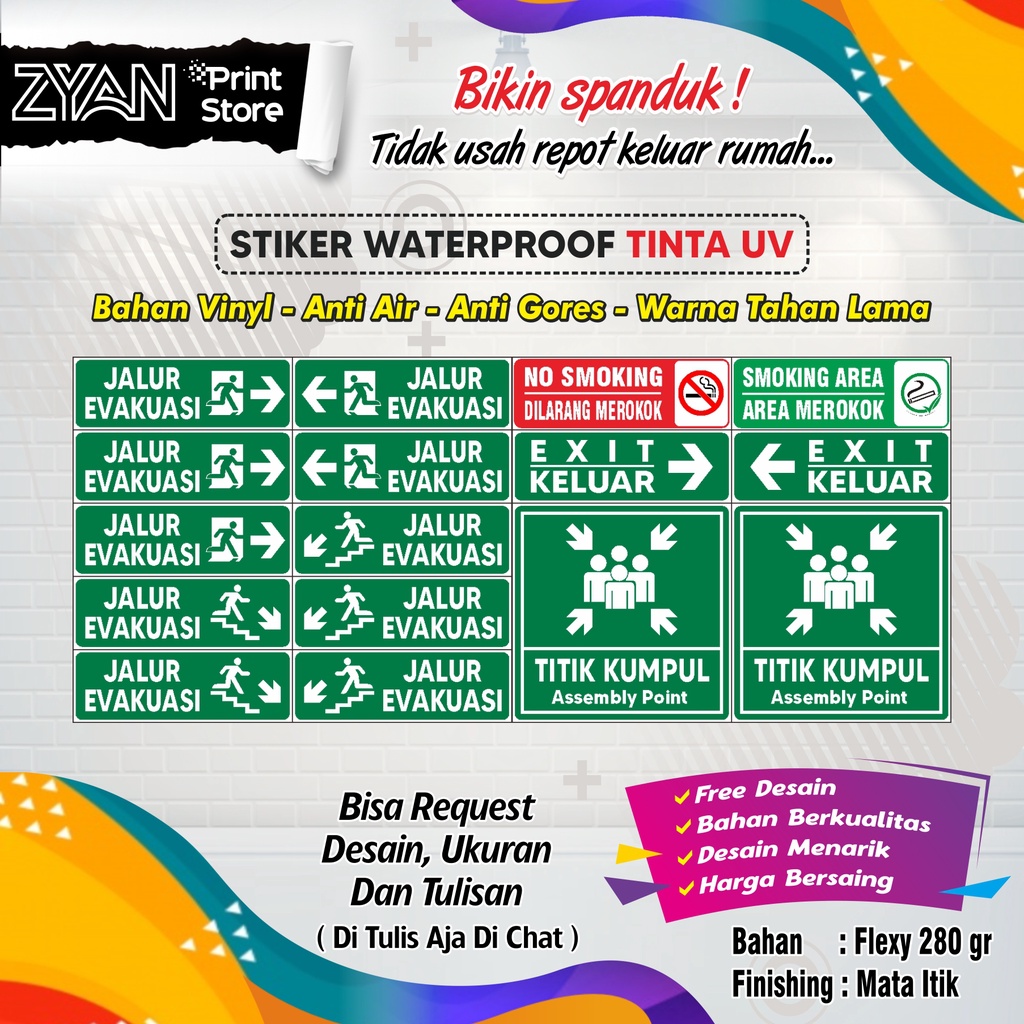 

STIKER WATERPROOF TINTA UV