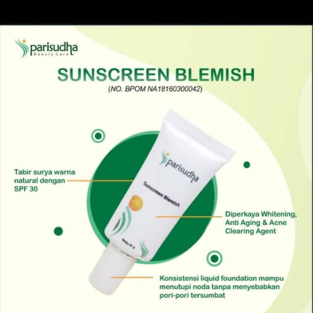 Sunscreen Blemish SPF 30 untuk kulit normal BPOM