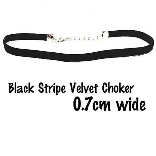 Black Stripe Plain Velvet Choker / Thin Velvet Choker Necklace | Kalung Handmade