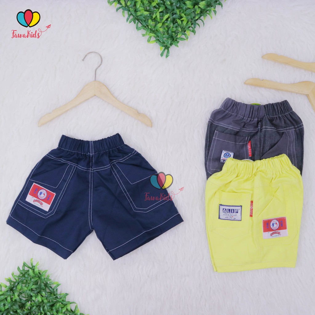 Celana Fairuz Uk 1-2 Tahun / Celana Pendek Harian Anak Laki Kolor Pants Cowok Kantong Polos Bawahan