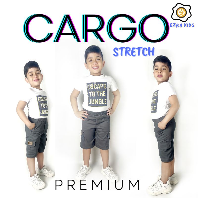 Ezra Kids Celana Cargo Pendek Anak Laki Laki 1- 9 Tahun Stretch