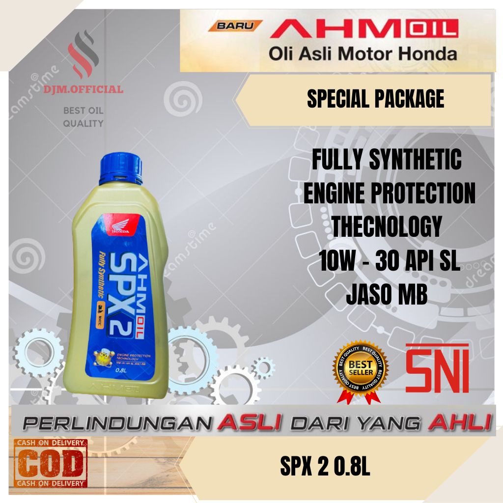 OLI AHM OIL HONDA MATIC  SPX 2 800 ML 10w-30 SL JASO MB  FULLY SYNTHETIC OLI SPX2 MATIC FULL AHM ORIGINAL