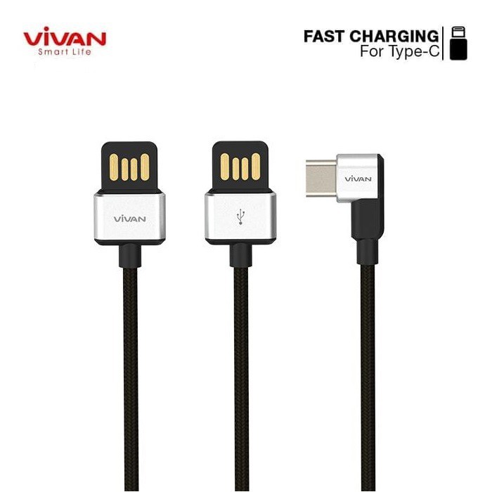 Kabel Data Vivan BWC100 USB-C 3A Android 1M Original Type C Cable Data - Garansi Resmi 1 Tahun