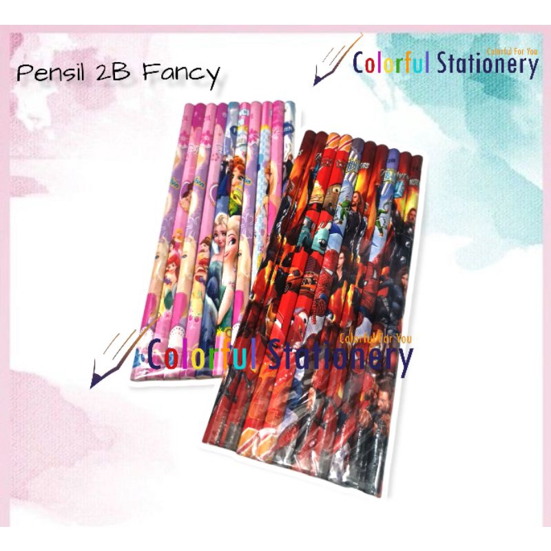 

OBRAL/SALE Pensil 2B Fancy 1 set mix karakter isi 10