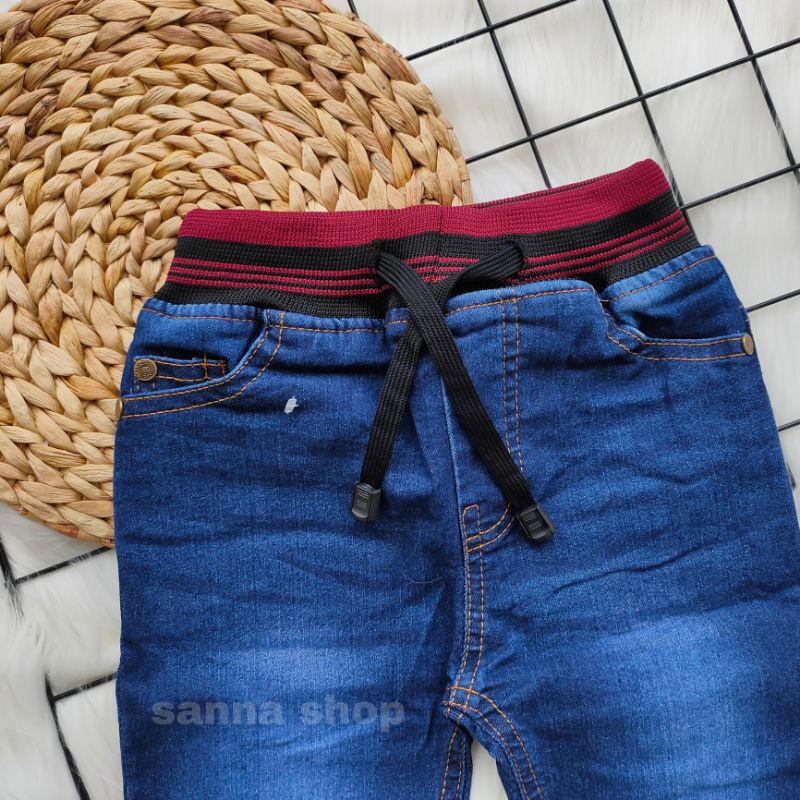 COD Celana panjang anak laki laki usia 2-13 tahun / Jeans denim pinggang rib meral anak cowok